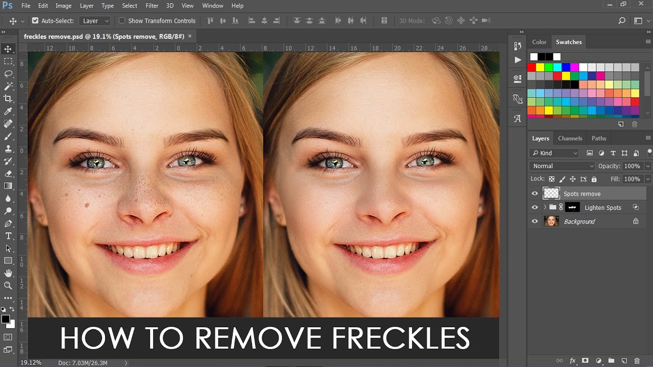 How to Remove Freckles from Skin in Photoshop Tutorial