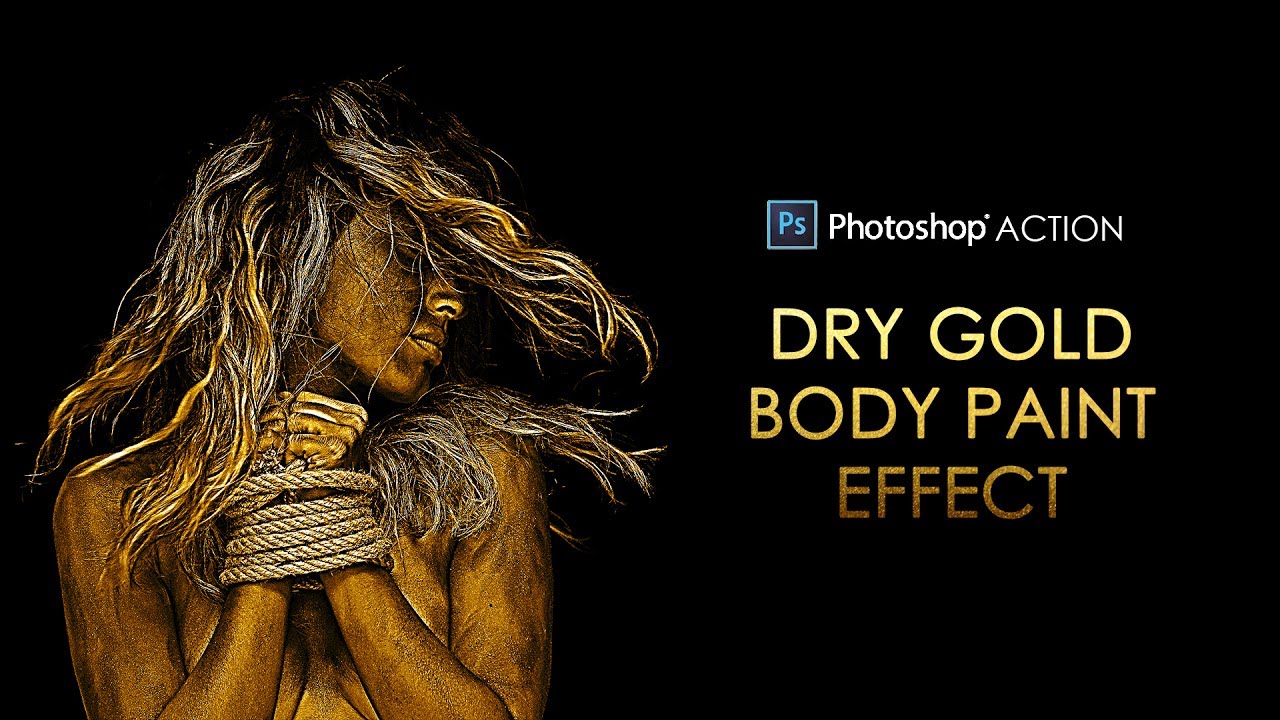 Photoshop Action: Dry Gold Body Paint Effect - Free Download