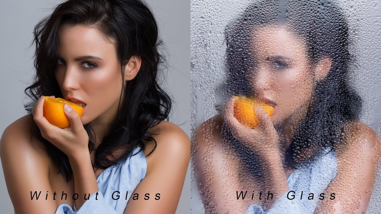 Portrait Beauty Girl Behind Wet Glass Effect in Photoshop
